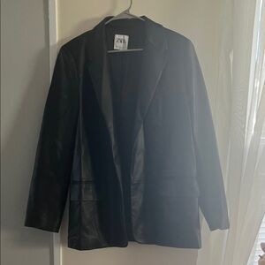 Zara Women's Elegant Black Faux Leather Jacket
